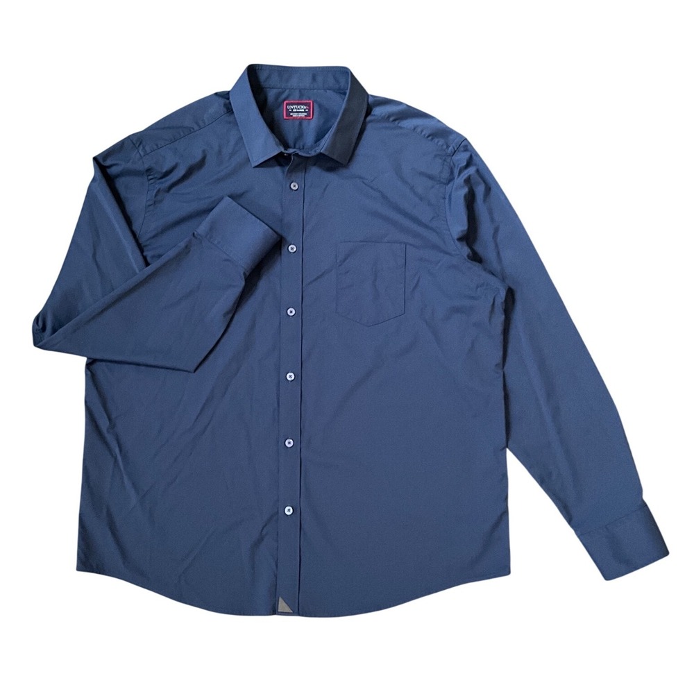 UNTUCKit Gironde Navy Performance Stretch Button Down Shirt Men's XXL Regular